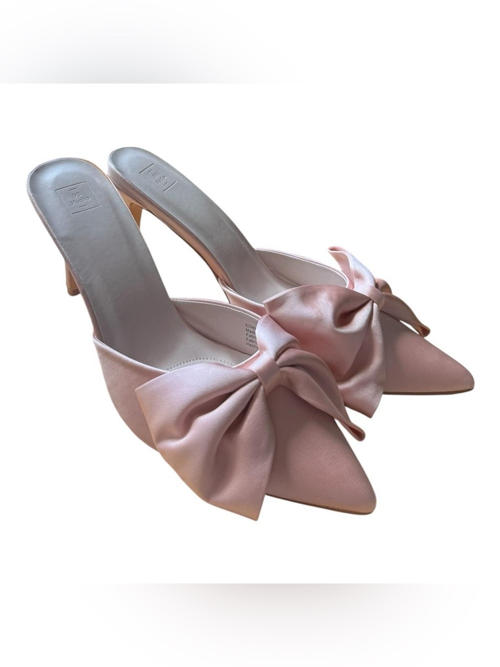 Elegant Pink Bow Pointed-Toe Mule Heels